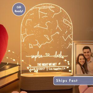 Custom Couples Star Map Night Light | Date & Location | Engagement & Anniversary
